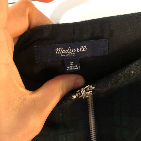 MADEWELL plaid felt skirt with zipper, size 2 - Picture 4 of 5